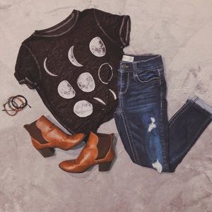 Cute shear black shirt with phases of the moon